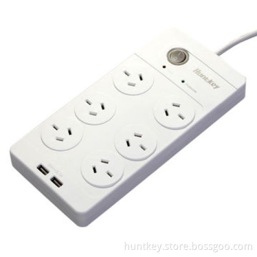 Australian Standard Power Strip with Two USB Ports and 375 Joules Surge Protection